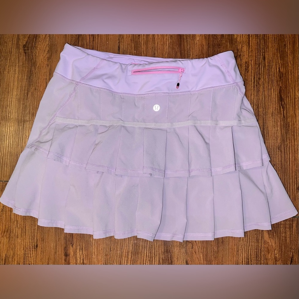 Lululemon Run Pace Setter Skirt Skort Purple  Ruffle Tennis Golf